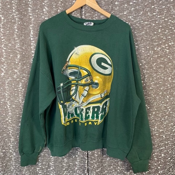 Vintage Green Bay Packers Helmet Crewneck Sweatshirt Lee Sport Size XXL - Picture 1 of 13